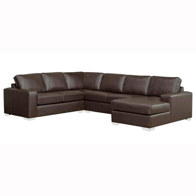 Mitchell Modern Premium Top Grain Italian Leather Sectional Sofa - Chocolate Brown