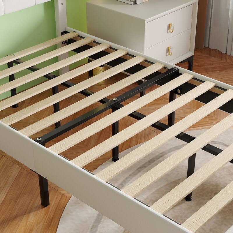 VECELO Upholstered Beds With Diamond Tufted Headboard Platform Bed Frame 7.9'' Under Bed Space