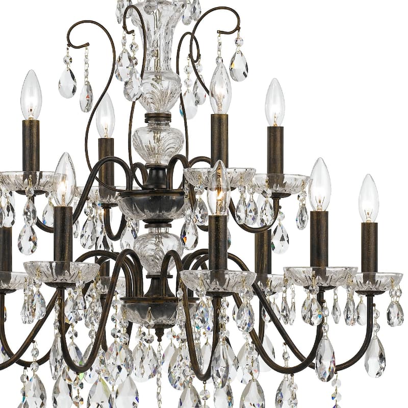 Butler 12 Light Clear Crystal English Bronze Chandelier - 29'' W x 29'' H