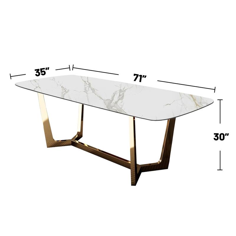 7 Piece Dining Set with Metal Trestle Legs