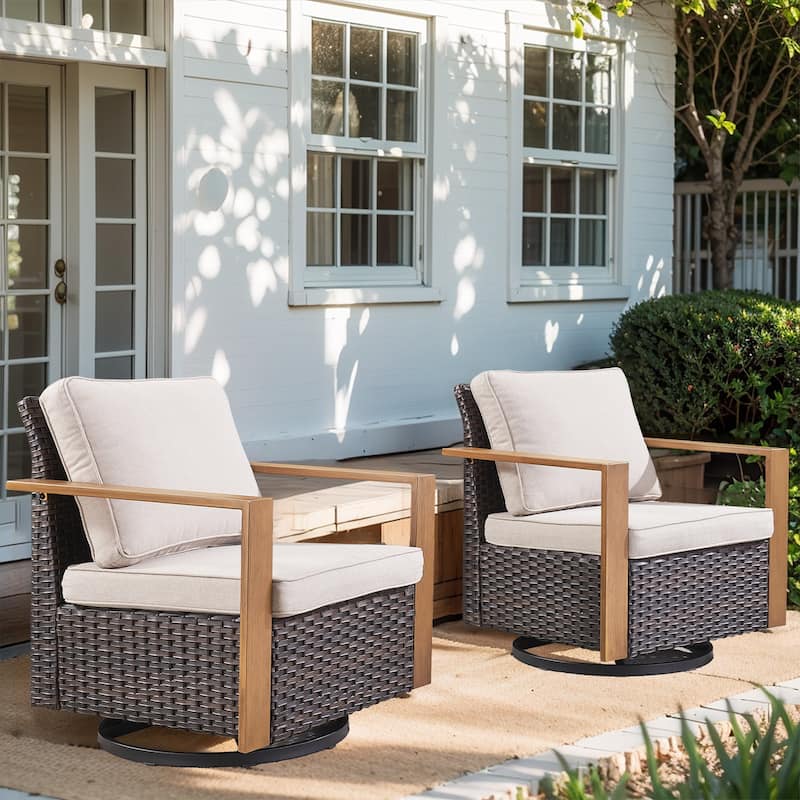 Gymojoy 360° Swivel Wicker Patio Glider Chairs