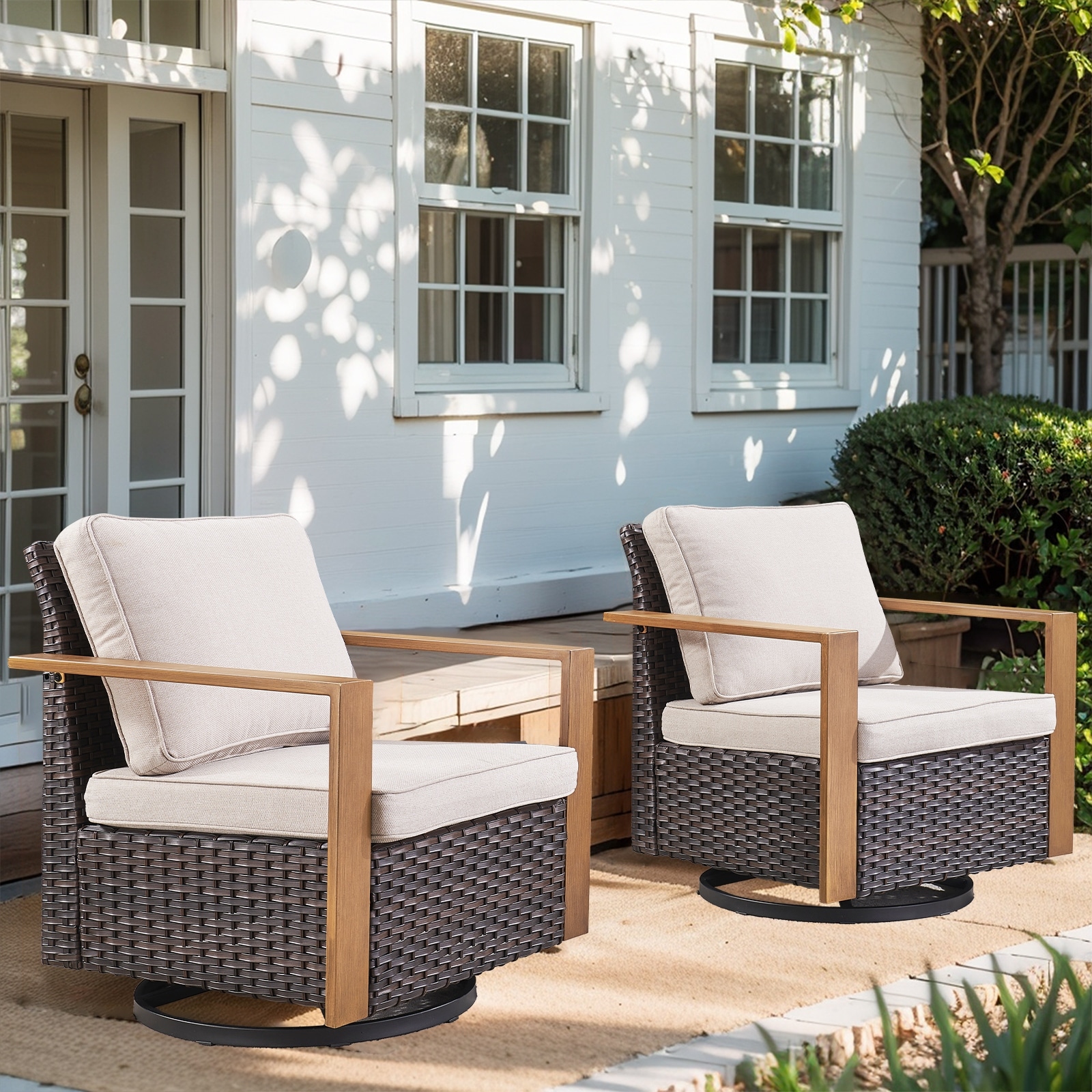 Gymojoy Patio Wicker Rocking Glider Chair
