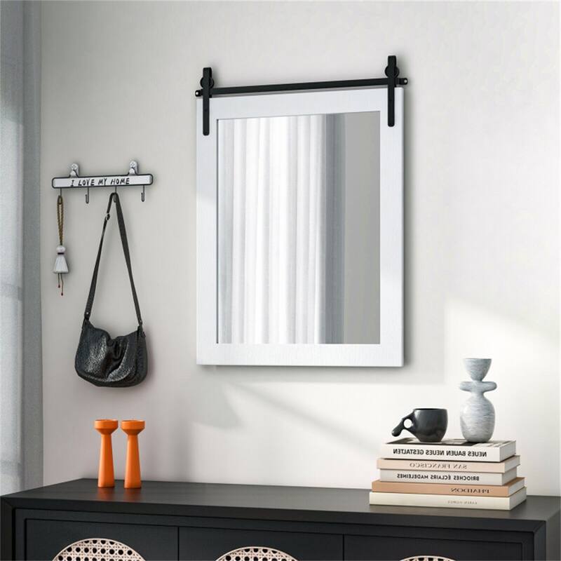 30" x22" Natural Wall Mount Mirror with Wood Frame - Multi