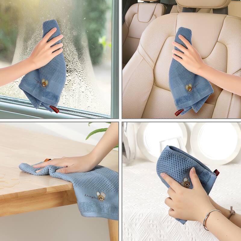 Cotton Cleaning Cloth, 6 Pack Cleaning Rag Solid Kitchen Towels for Dish Drying Washing Lint Free Rags - Blue 14" x 28"