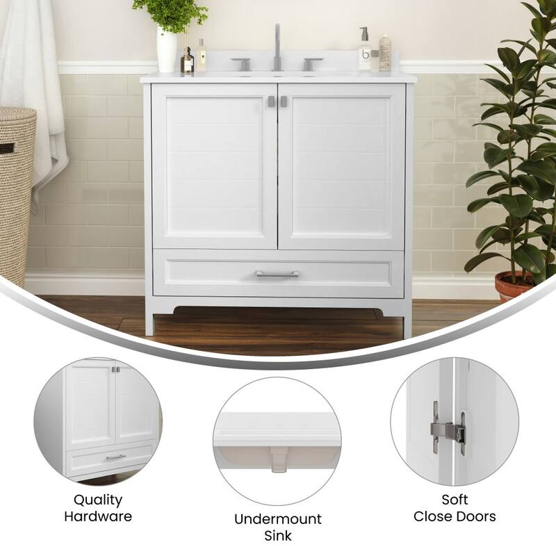 Bathroom Vanity with Undermount Sink, Cabinet, and Drawer