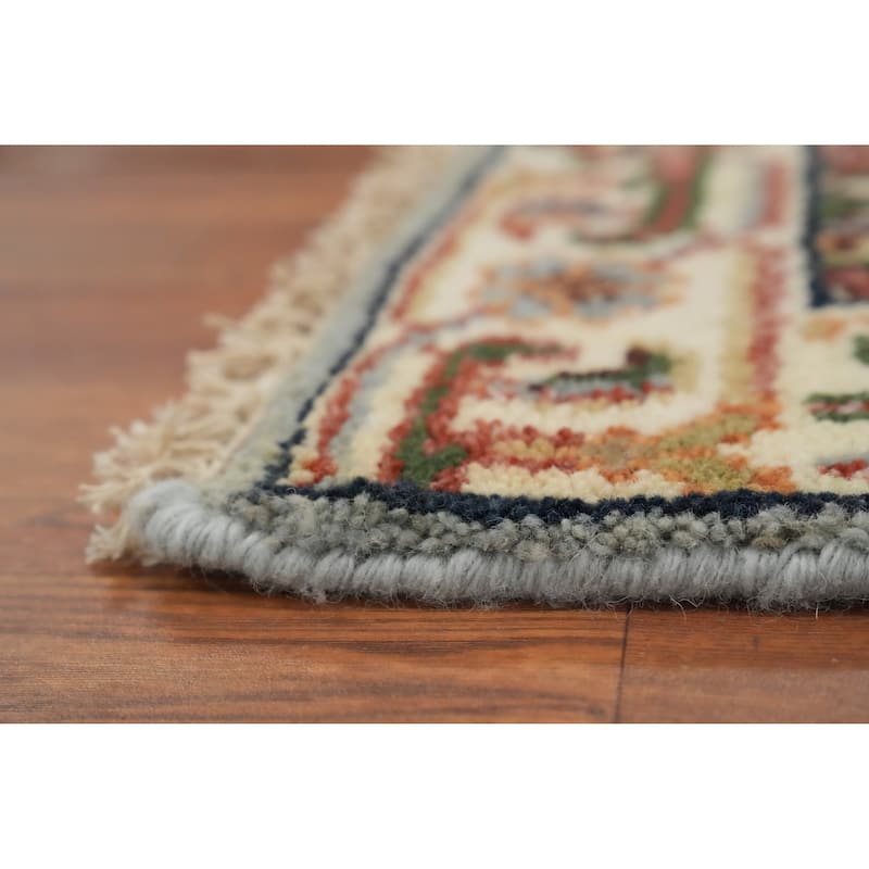 Hand Knotted Oriental 100% Wool Carpet Traditional Medallion Navy Blue & Blues Heriz (serapi) Area Rug - 3' 3'' X 2' 0''