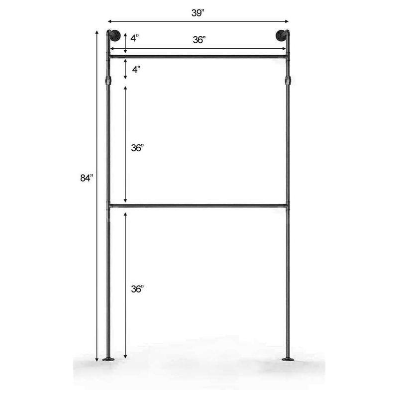 Heavy Duty Industrial Pipe Clothing Rack - 12"D x 39"W x 84"H