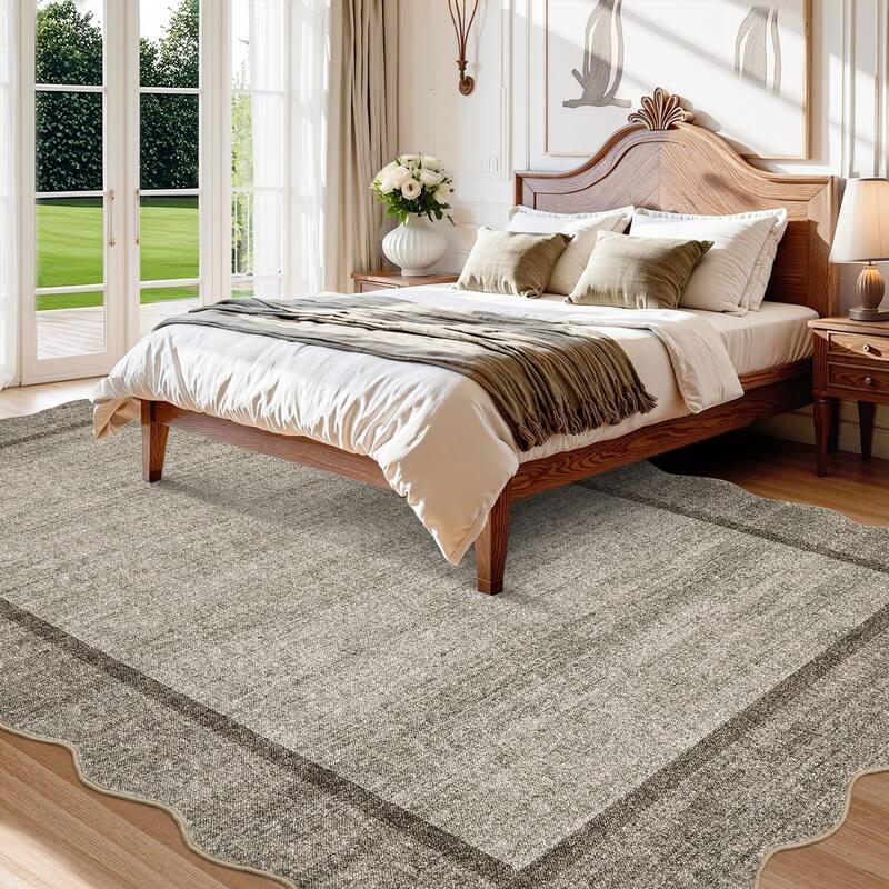 Garvee Scallop Solid Washable Area Rug