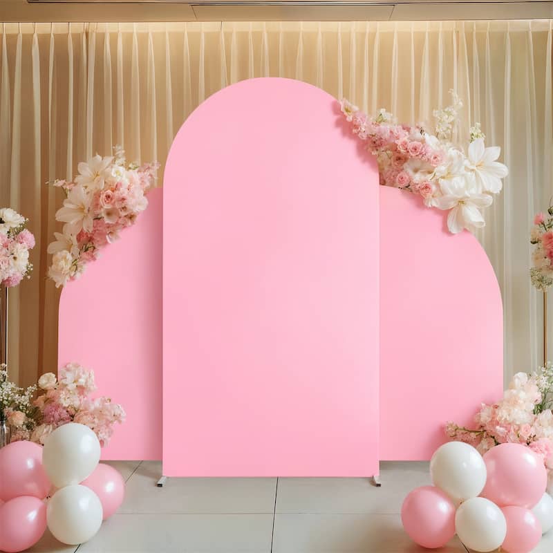 Set Of 3 Wedding Arch Cover Dual-Sided Color Round Top and Half Moon Arch Stands Cover with Zipper