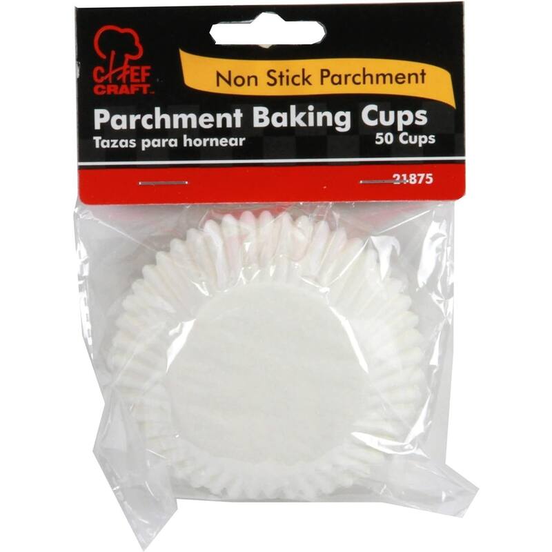 Chef Craft Non-Stick White Parchment Paper Cupcake Liners, Standard Size Baking Cups - 50 Count