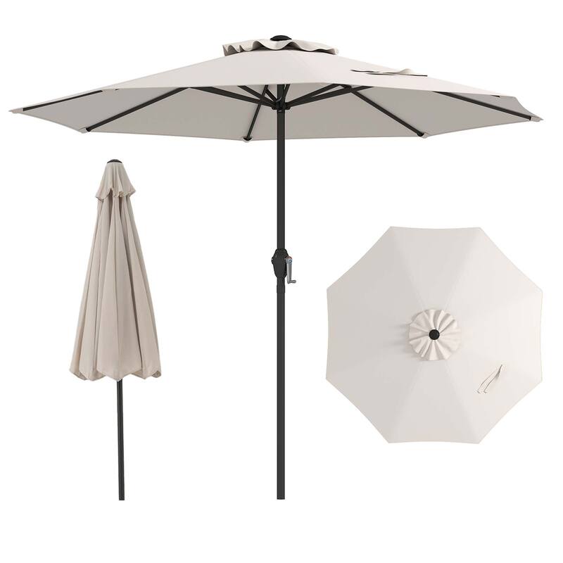 Gymax Outdoor Patio Umbrella Modern Table Umbrella w/8 Heavy Duty Ribs - Beige