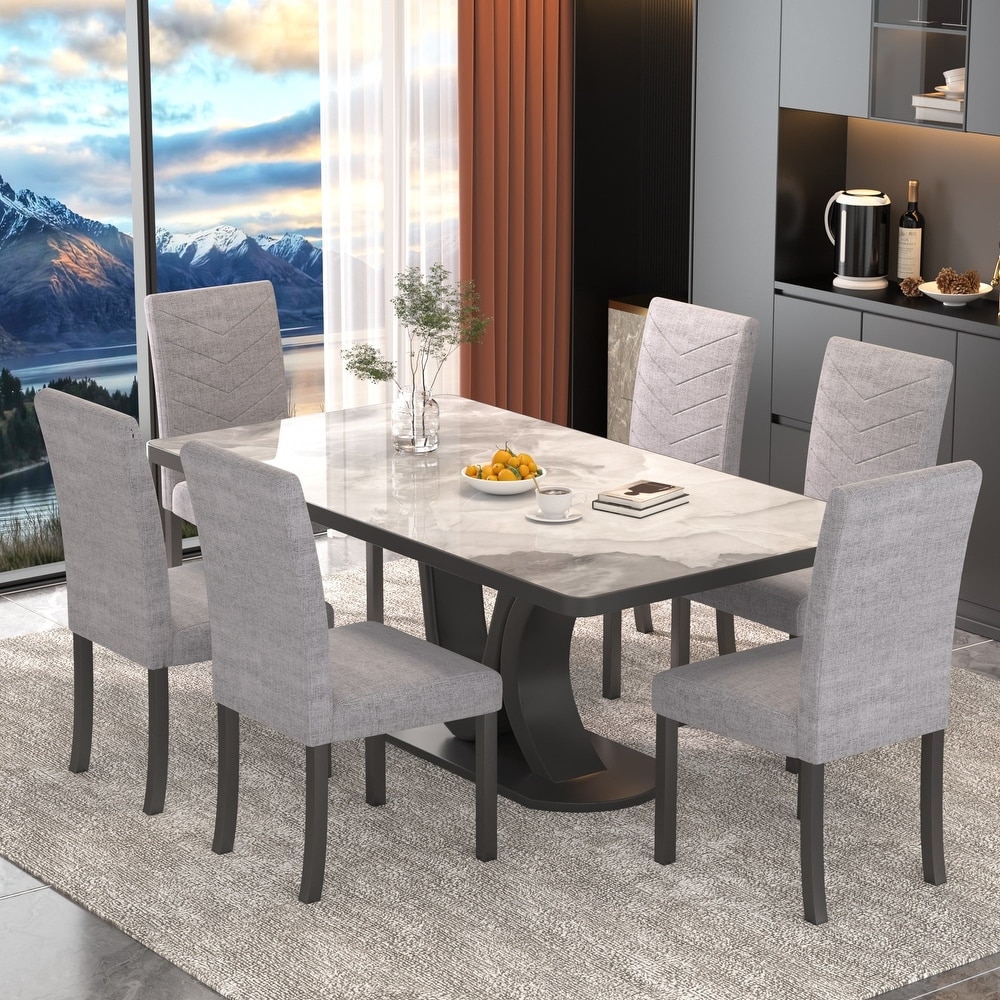 Grey Wood Set of 6 Dining Chairs Bed Bath Beyond