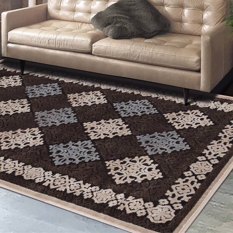 Superior Floral Medallion Sculpted High-Low Pile Polyester Area Rug