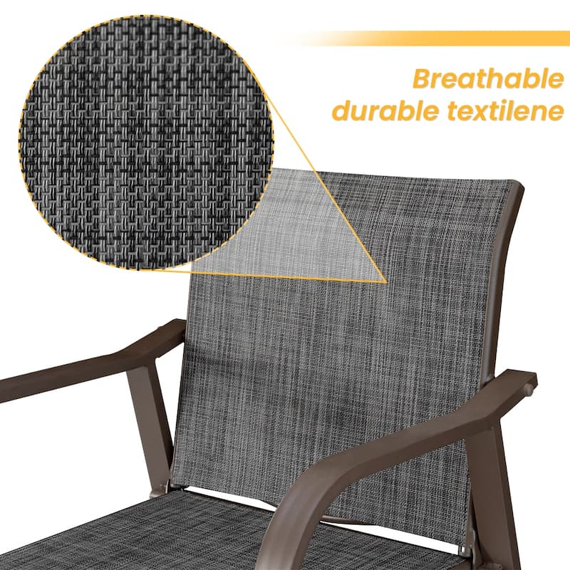Crestlive Products Outdoor Outdoor Cast Aluminum Swivel Bar Stools with Sunbrella Cushion