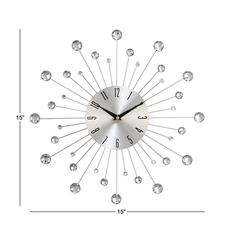 Gold / Copper / or Silver Iron Metal Starburst Sun Glam Wall Clock