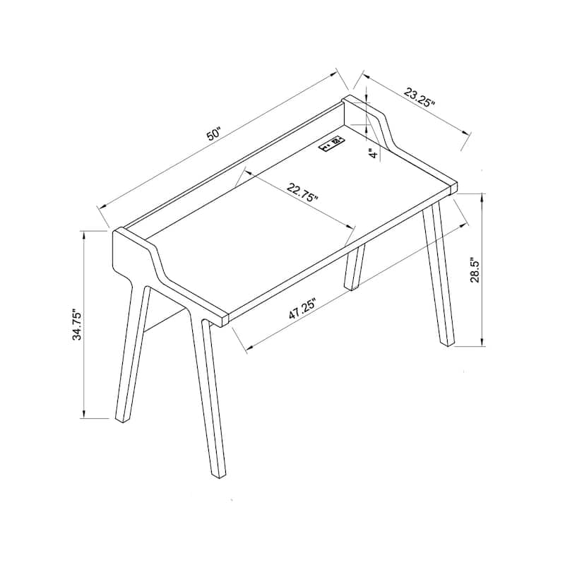 Home office writing desk Ground outlet USB-A ports finished on the back Wooden leg frame