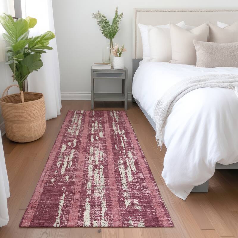 Premium Washable Super Soft Stripe Abrash Mayfield Rug - Blush - 2'3" x 7'6"