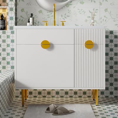 36" Bathroom Vanity with Resin Basin Sink