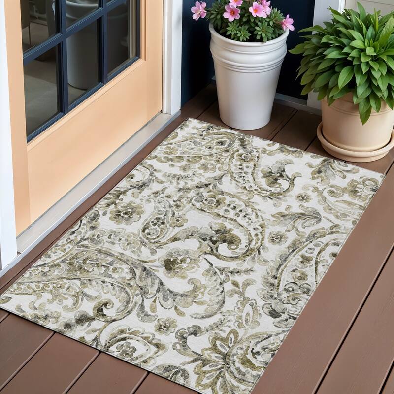 HomeRoots Paisley Transitional Rectangle Outdoor Rug - 3' x 5'