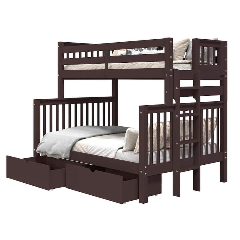 Taylor & Olive Trillium Twin over Full Bunk Bed, 2 Drawers