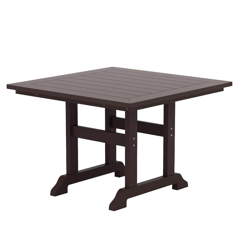 Laguna Hdpe All Weather Outdoor Patio 43" Square Dining Table - Dark Brown