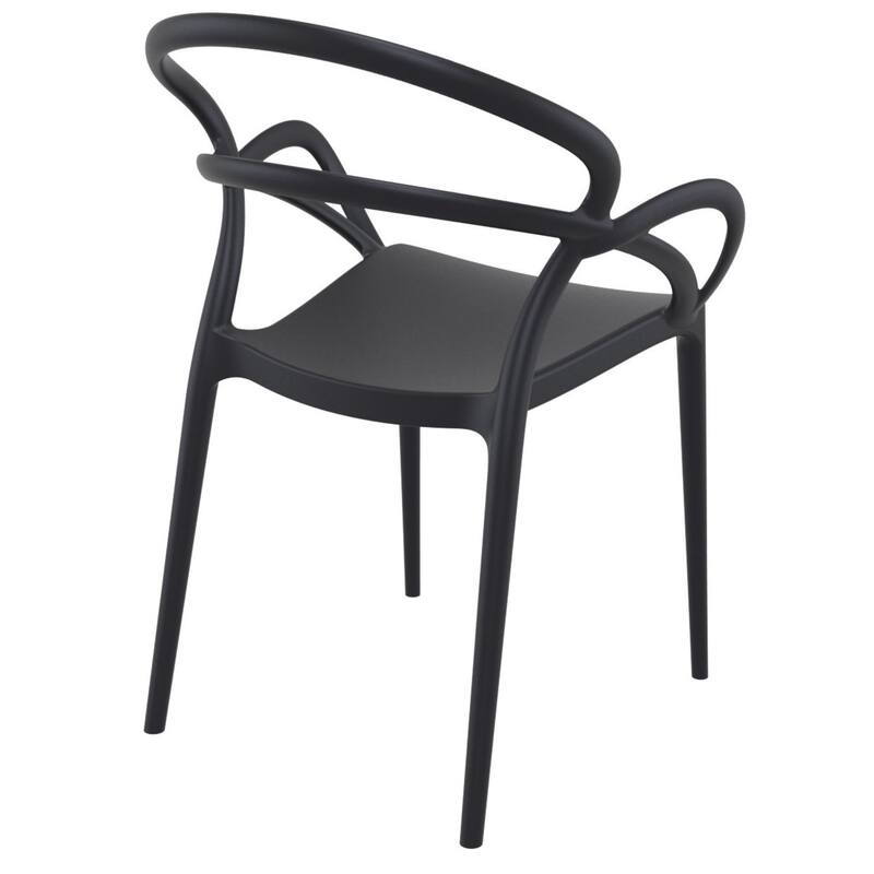33" Black Outdoor Patio Round Dining Arm Chair