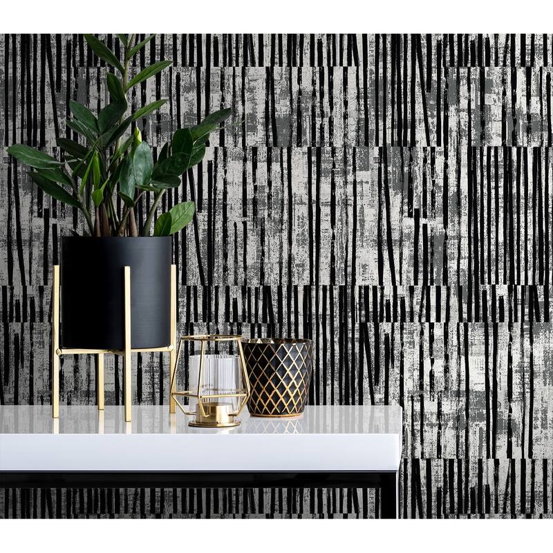 Seabrook Designs Serapha Lines Non-Woven Unpasted Wallpaper