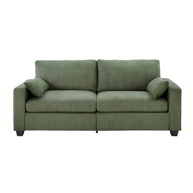 Modern Loveseat Sofa for Living Room, Removable Cover, Spring Cushions, Solid Wood Frame, Wide Armrest for Small Space - Green
