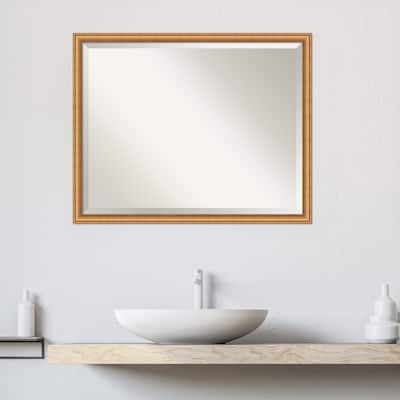 Salon Scoop Beveled Wood Framed Bathroom Vanity Wall Mirror