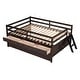 preview thumbnail 5 of 7, Espresso Solid Pine Wood Low Loft Bed Full Size with Safety Fence and Trundle