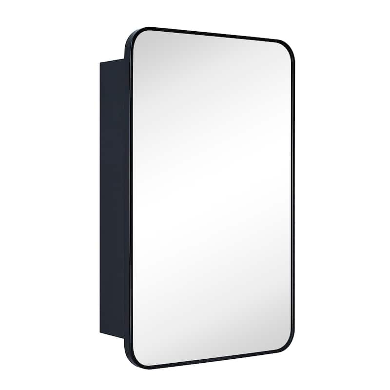 TEHOME Garnes Recessed or Surface Mount Framed Medicine Cabinet with Adjustable Shelves - 20'' x 30'' - Black