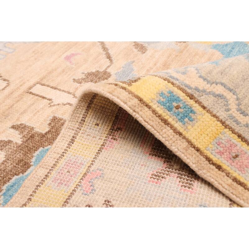 ECARPETGALLERY Hand-knotted Modern Oushak Tan Wool Rug - 6'2 x 9'1