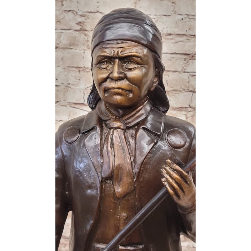 Hand Made Geronimo With Rifle By C.M Russell Bronze Sculpture Figurine