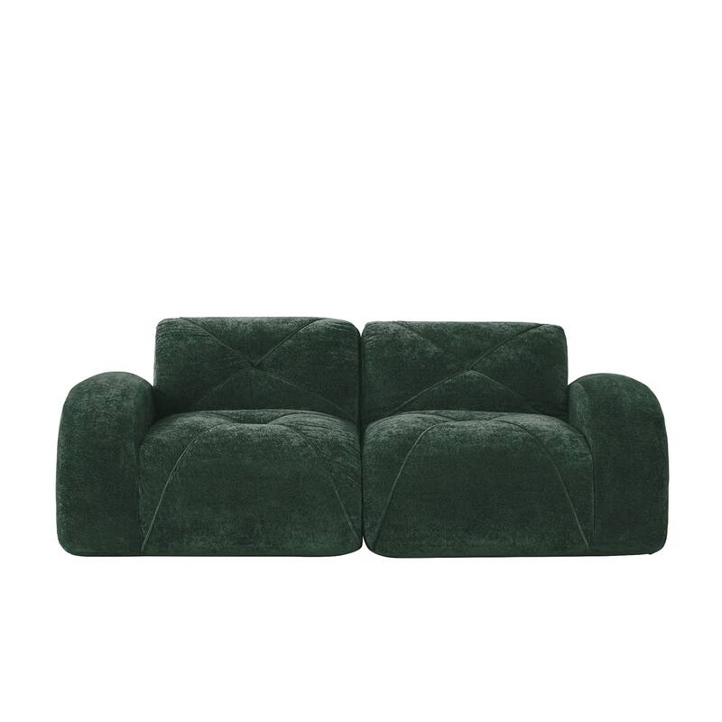 Velvet Tufted Loveseat Sofa Modular Couch, Boneless Deep Seat 2-Seater Couch, Available with/without Ottoman