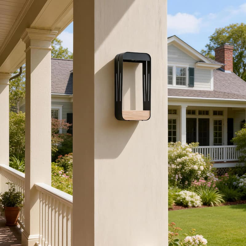 Modern Solar Rectangle Frame Integrated LED Sensor Outdoor Wall Light