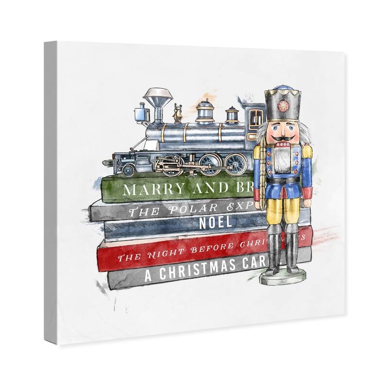 Wynwood Studio Prints Holiday and Seasonal Festive Books and Toys White and Gray Modern & Contemporary Wall Art Canvas Print