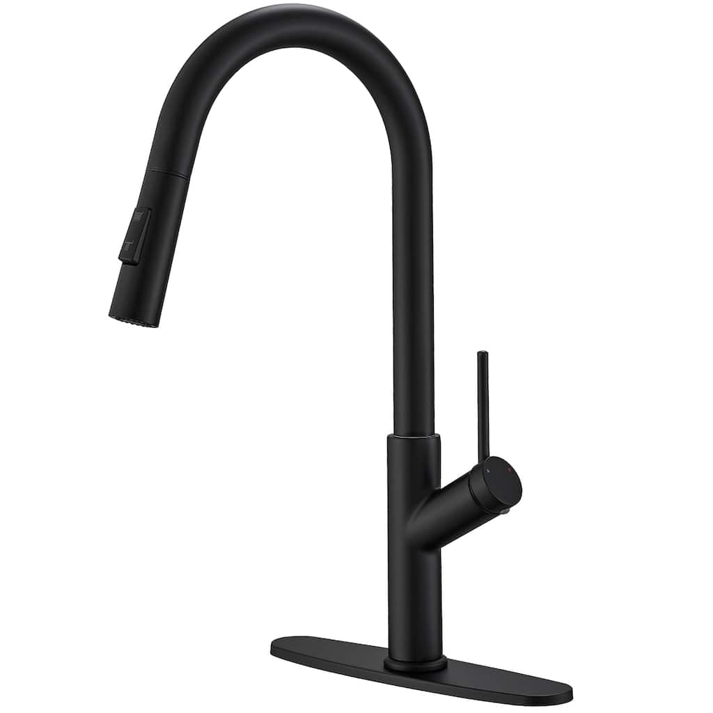 WIZ Single Handle Pull Down Sprayer Kitchen Faucet in Matte Black