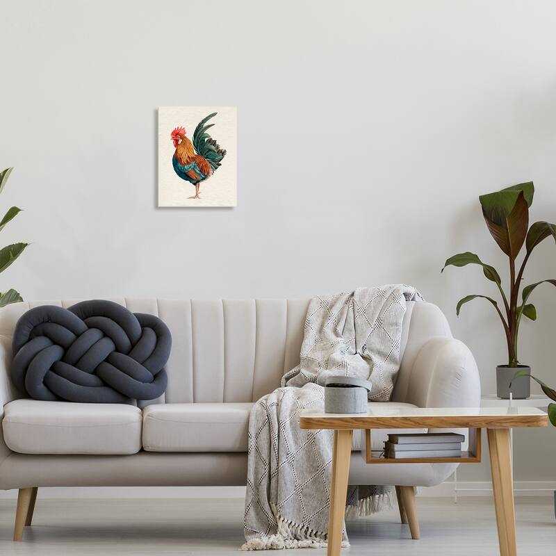 Stupell Traditional Morning Rooster Illustration Elegant Bird Feathers Wood Wall Art, 10 x 15 - Multi-Color