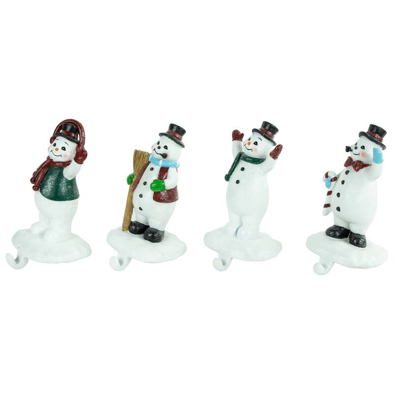 Winter Ready Glitter Snowman Christmas Stocking Holders - 7" - Set of 4