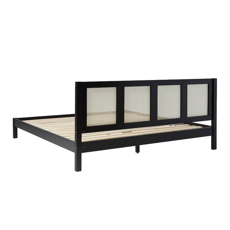 Middlebrook Designs Boho Solid Wood Rattan Headboard King Bedframe