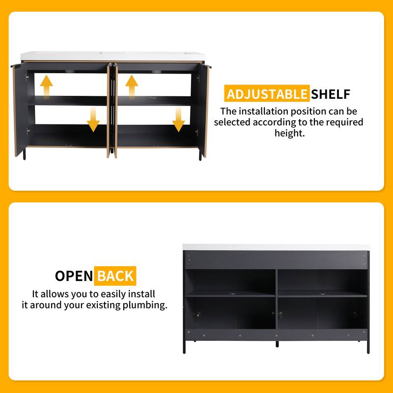 Beingnext 24"/30"/36"/48"/60" Bathroom Vanity with Sink, Freestanding Bathroom Vanity with Soft Close Door and Shelf