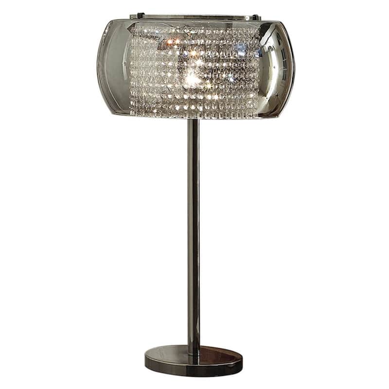 Hana 30 Inch Table Lamp, Modern Crystal Glass Shade, Metal, Black Nickel - Gray, Black Nickel