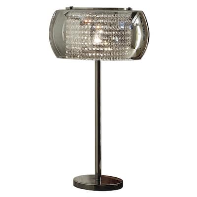 Hana 30 Inch Table Lamp, Modern Crystal Glass Shade, Metal, Black Nickel