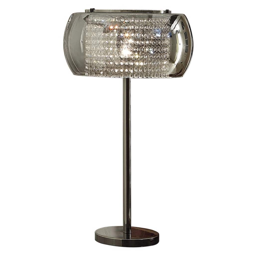 Hana 30 Inch Table Lamp, Modern Crystal Glass Shade, Metal, Black Nickel