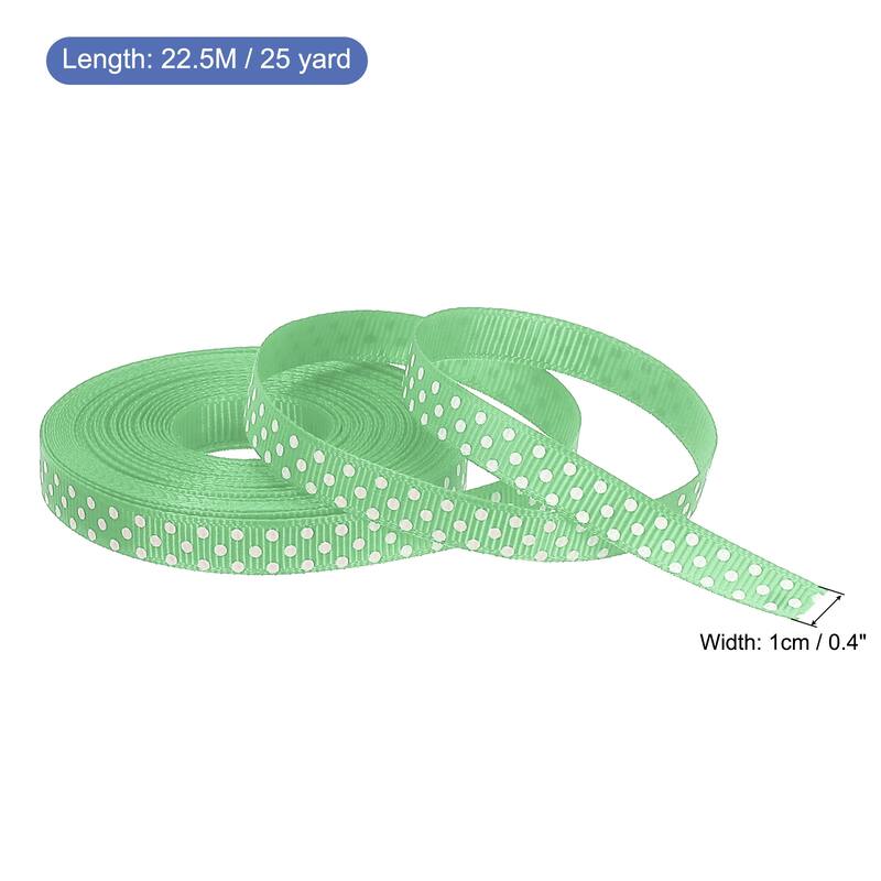 Grosgrain Ribbons with Dots Ribbon Bow Decoration - Fruit Green - 25 Yards 3/8 Inch