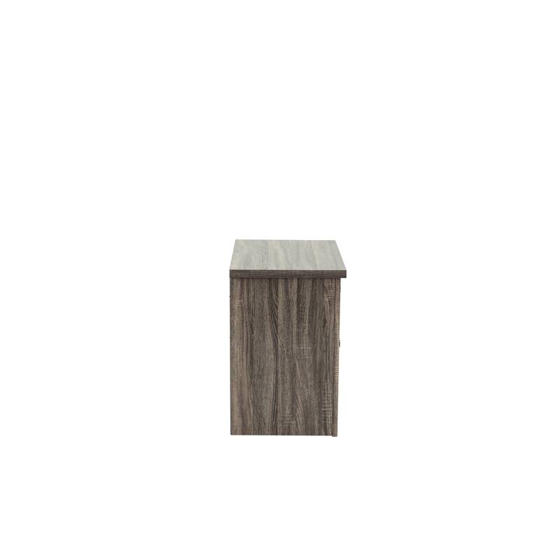 Gray Oak Wood Nightstand, Compact and Stylish