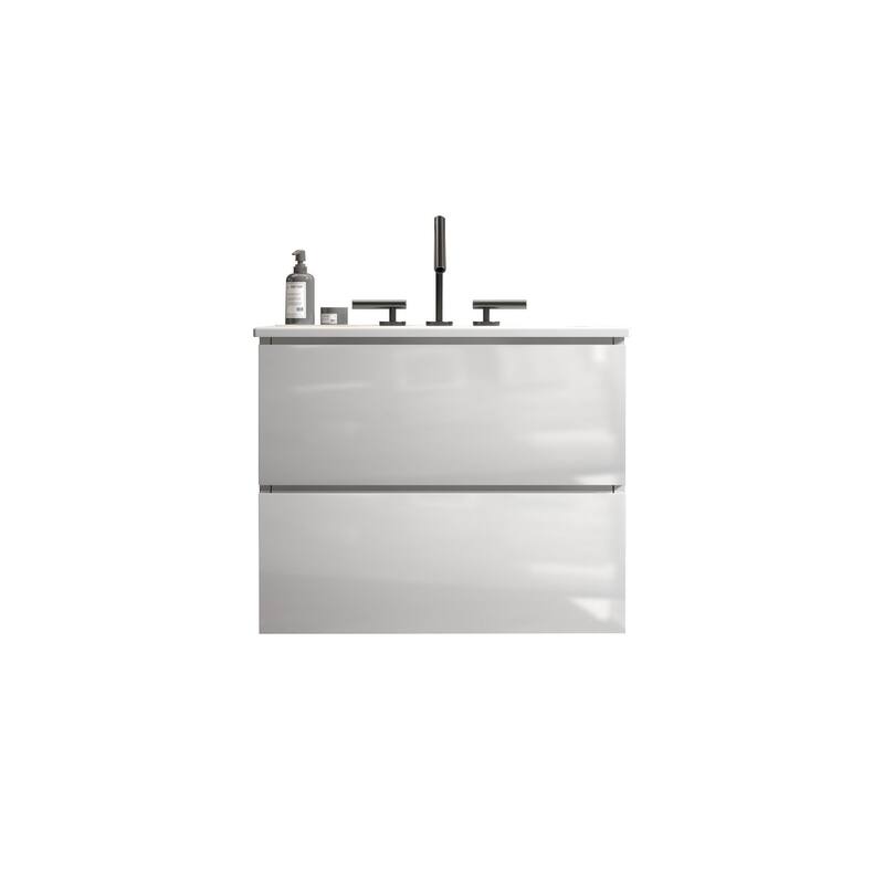 GDFStudio - Coralie Modern Floating Bathroom Vanity with Integrated Ceramic Sink and Soft-Close Storage