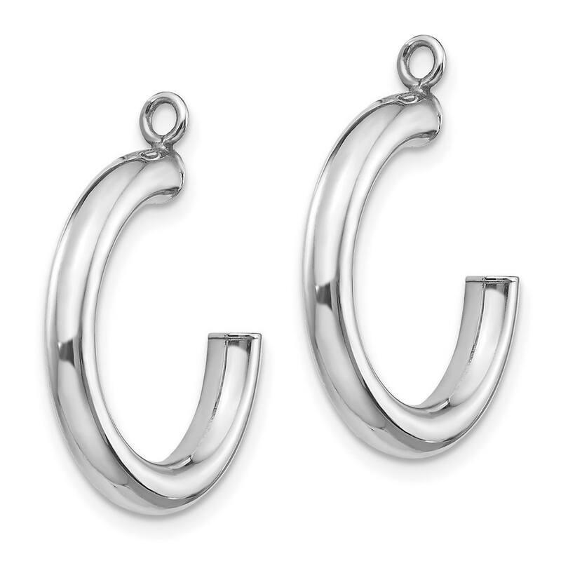 Curata 14k White Gold Hollow Polished Tube Hoop Earrings - Jackets 29x3mm
