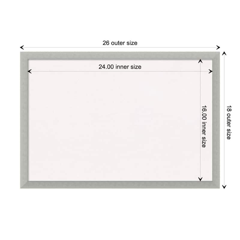 Silver Leaf Wood Framed White Corkboard Bulletin Board - Board Size 24x16