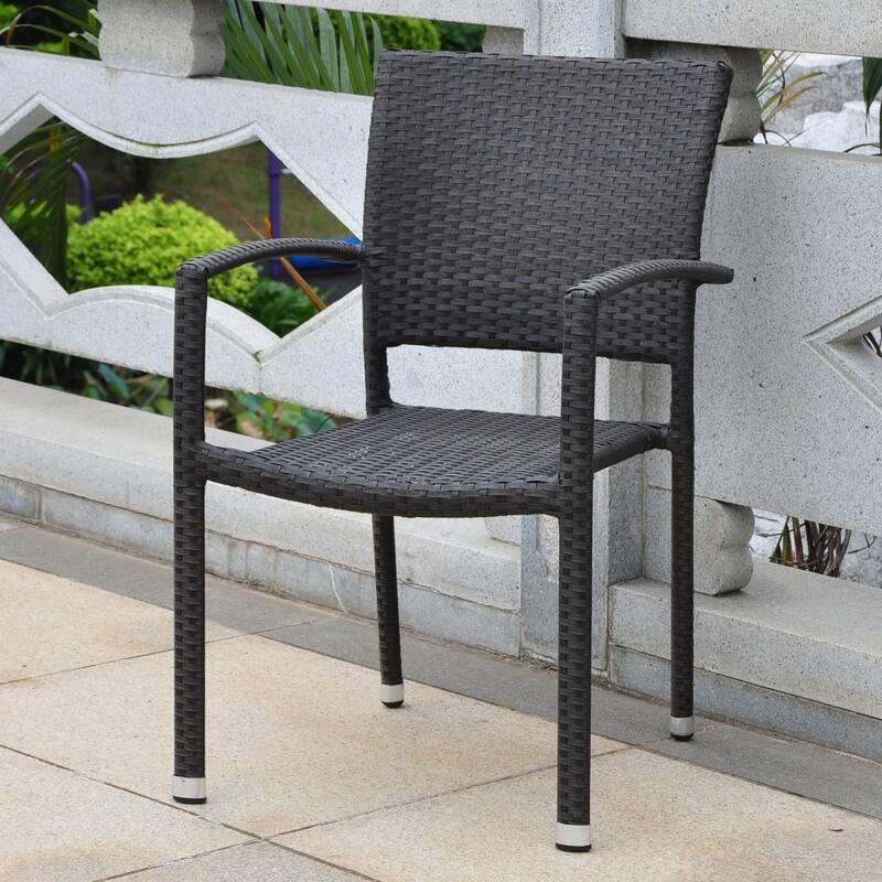 Barcelona Resin Wicker/Aluminum Outdoor Stackable Armchair - Antique Black